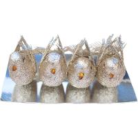 Kit 8 Decoração Natal Presilha Pássaro Bronze Com Glitter - 6