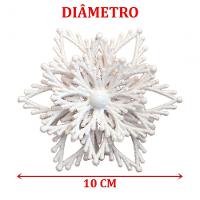 Kit 4 Flores Natal Com Glitter Branco Enfeite Natalino 10cm - 2
