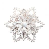 Kit 4 Flores Natal Com Glitter Branco Enfeite Natalino 10cm - 3