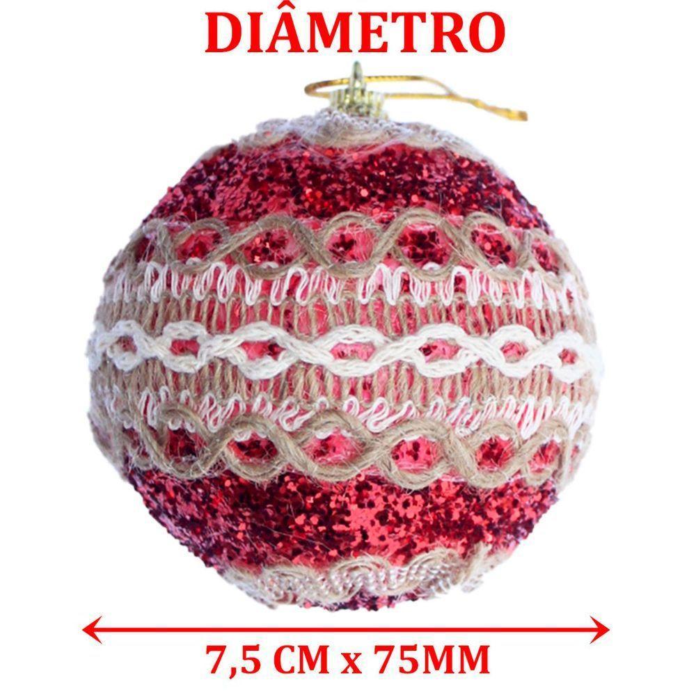 Kit 18 Bola Vermelha Natal Decoração árvore De Natal De 75mm - 2