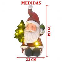 Estatueta Natalina Papai Noel árvore Sino Leds Luzes 39cm - 2