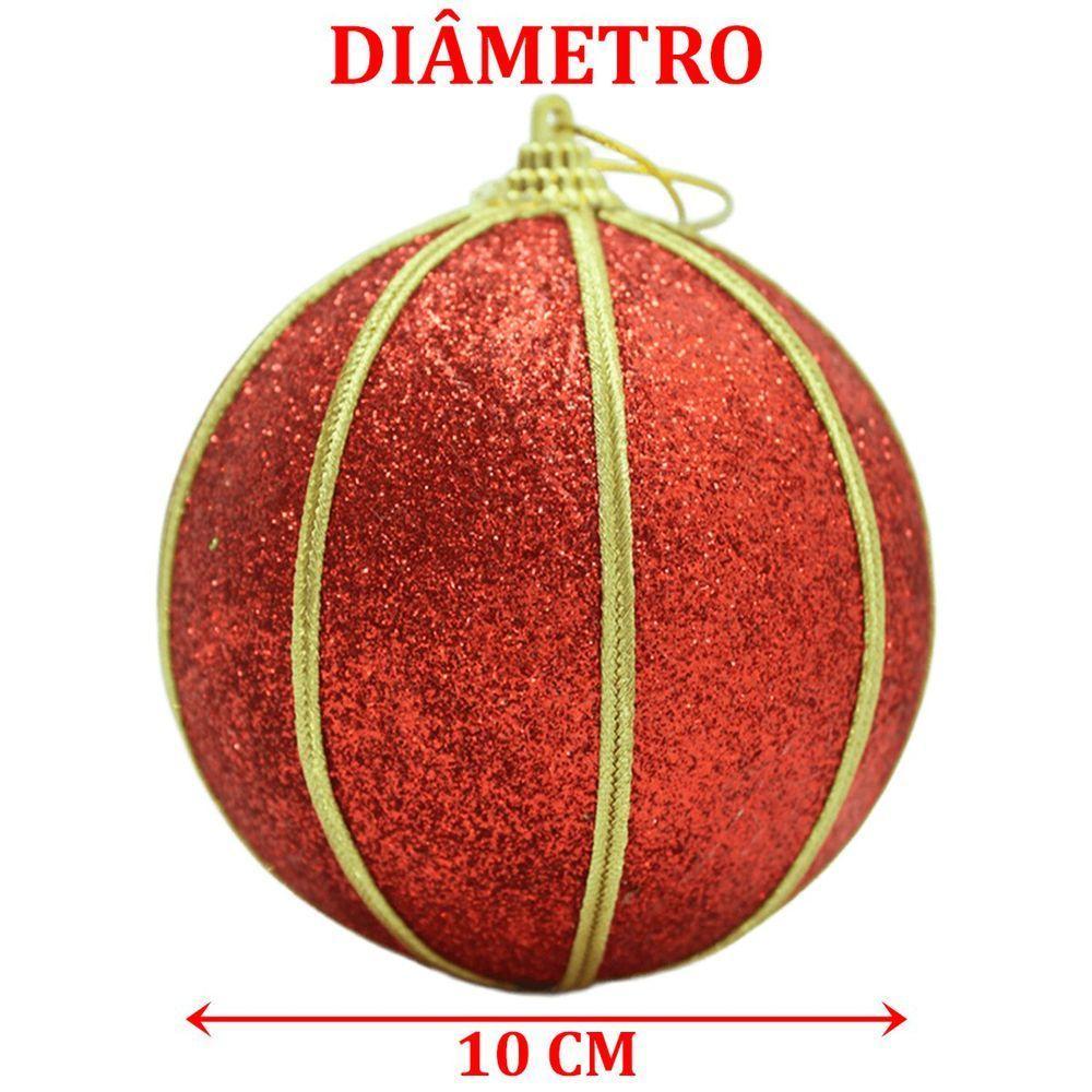 Kit 6 Bolas Glitter Vermelho árvore De Natal Artesanal 10cm - 2