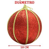 Kit 6 Bolas Glitter Vermelho árvore De Natal Artesanal 10cm - 2