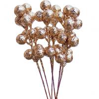 Kit 96 Galhos Frutas Artificiais Glitter Dourado Natal 18cm - 1