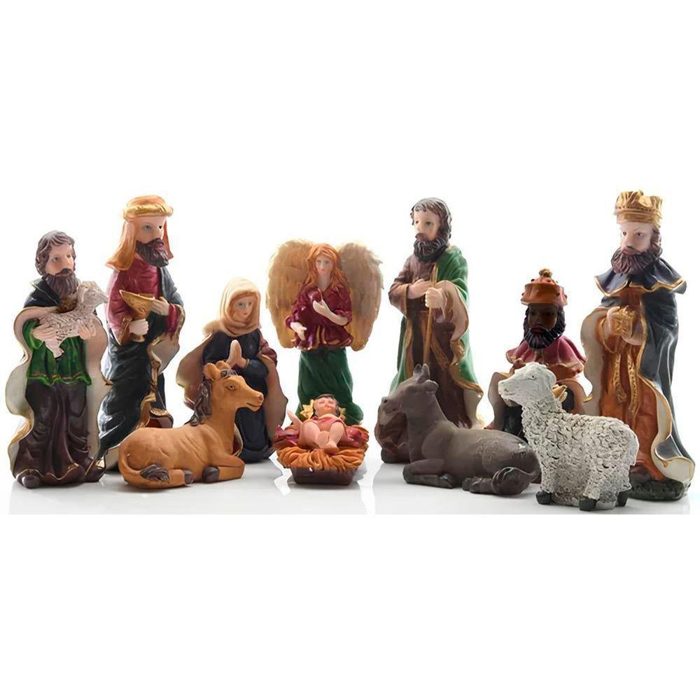 Presépio Natalino Nascimento De Jesus Estatueta Com 11 Peças - 1