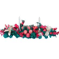 Decoração Arranjo De Mesa Natalino Bola Velas Castiçal 120cm - 1