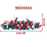 Decoração Arranjo De Mesa Natalino Bola Velas Castiçal 120cm - 2