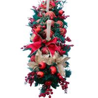 Decoração Arranjo De Mesa Natalino Bola Velas Castiçal 120cm - 5