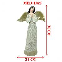 Anjo Decorativo Com Gliter Branco Enfeite Resina Natal 38cm - 2