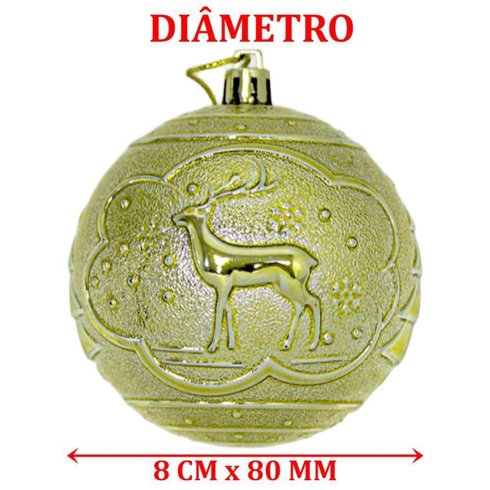 Kit 6 Bolas De Natal Enfeite árvore De Natal Dourado De 80mm - 2