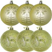 Kit 6 Bolas De Natal Enfeite árvore De Natal Dourado De 80mm - 1