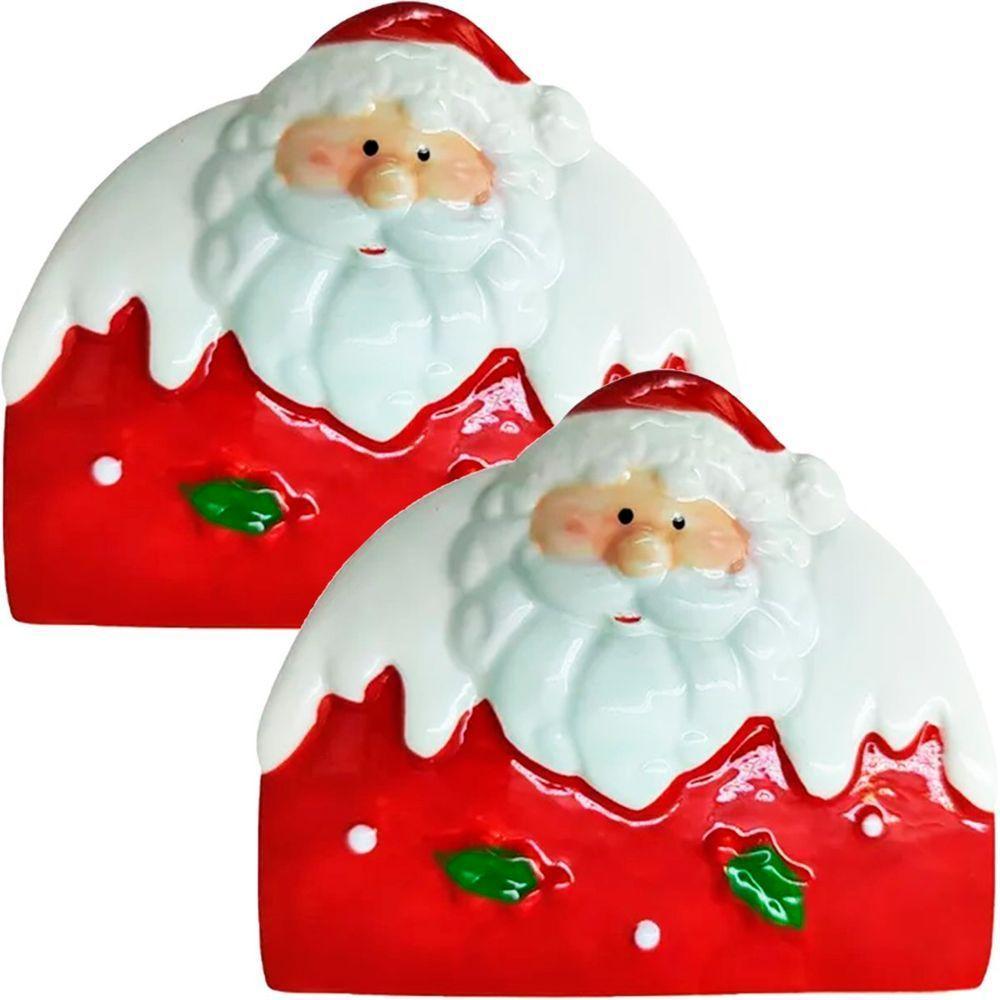 Kit 3 Porta Guardanapo Decorativo Papai Noel Natal Cerâmica - 1