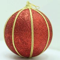 Kit 8 Bolas Glitter Vermelho árvore De Natal Artesanal 10cm - 3