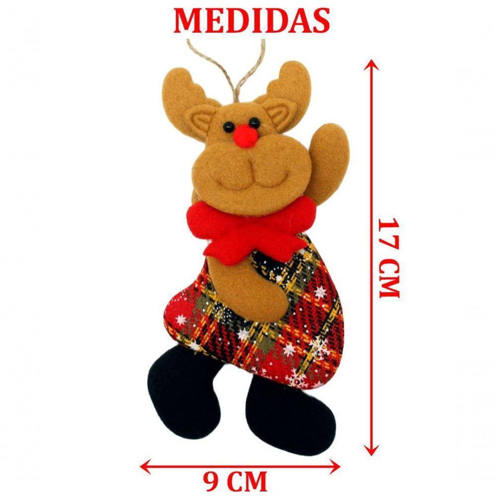 Kit 24 Pendente Natalino Boneco De Neve Rena Papai Noel 18cm - 2