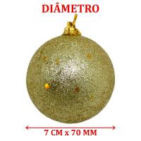 Kit 8 Bolas De Natal Glitter Dourada Enfeite Natalino 70mm - 2