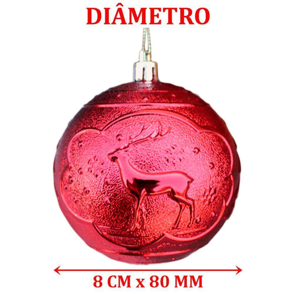 Kit 6 Bolas De Natal Enfeite árvore De Natal Vermelha 80mm - 5