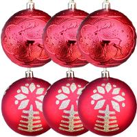 Kit 6 Bolas De Natal Enfeite árvore De Natal Vermelha 80mm - 1