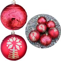 Kit 6 Bolas De Natal Enfeite árvore De Natal Vermelha 80mm - 3