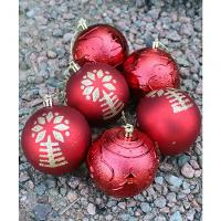 Kit 6 Bolas De Natal Enfeite árvore De Natal Vermelha 80mm