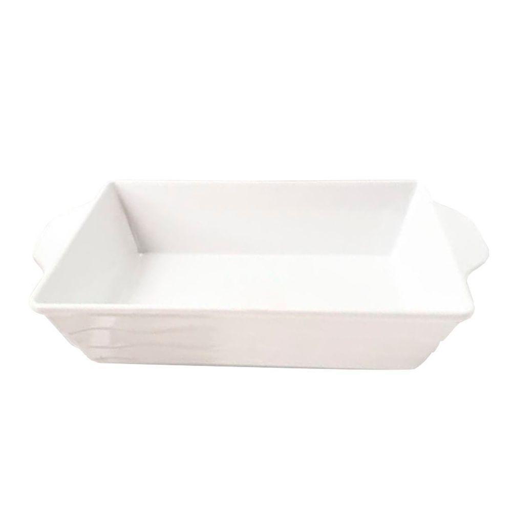 Kit 02 Travessas Melamina Retangular Branca 2,1 Ml - 1