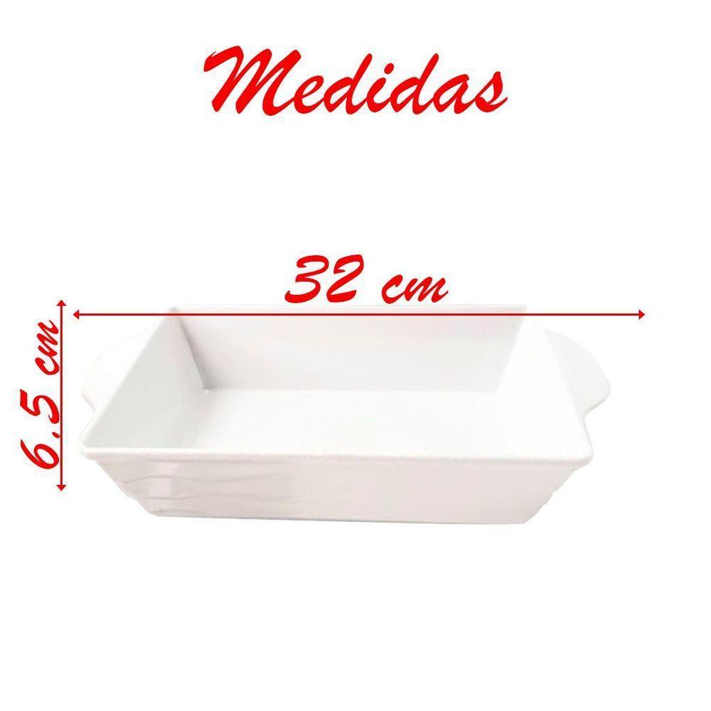 Kit 04 Travessas Melamina Retangular Branca 2,1 Ml - 2