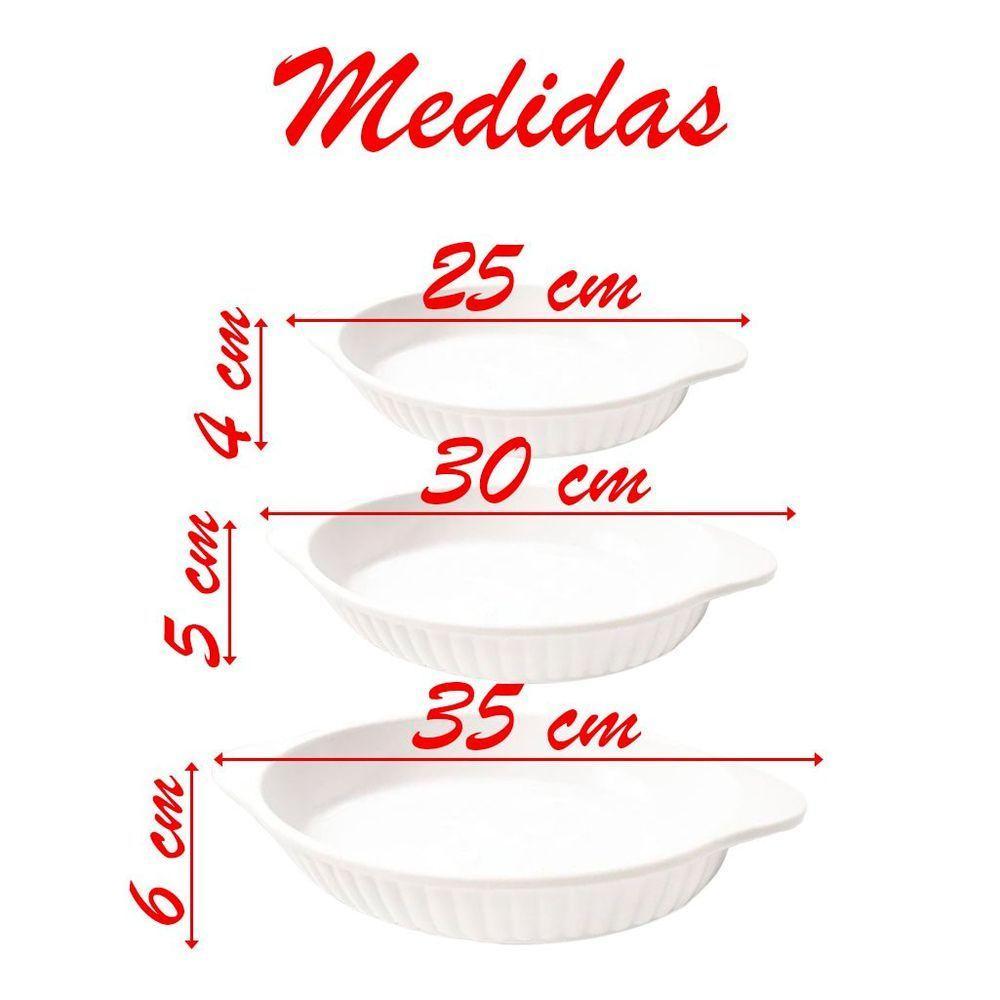 Jogo De Travessas Melamina Oval Branca 3 Peças - 2