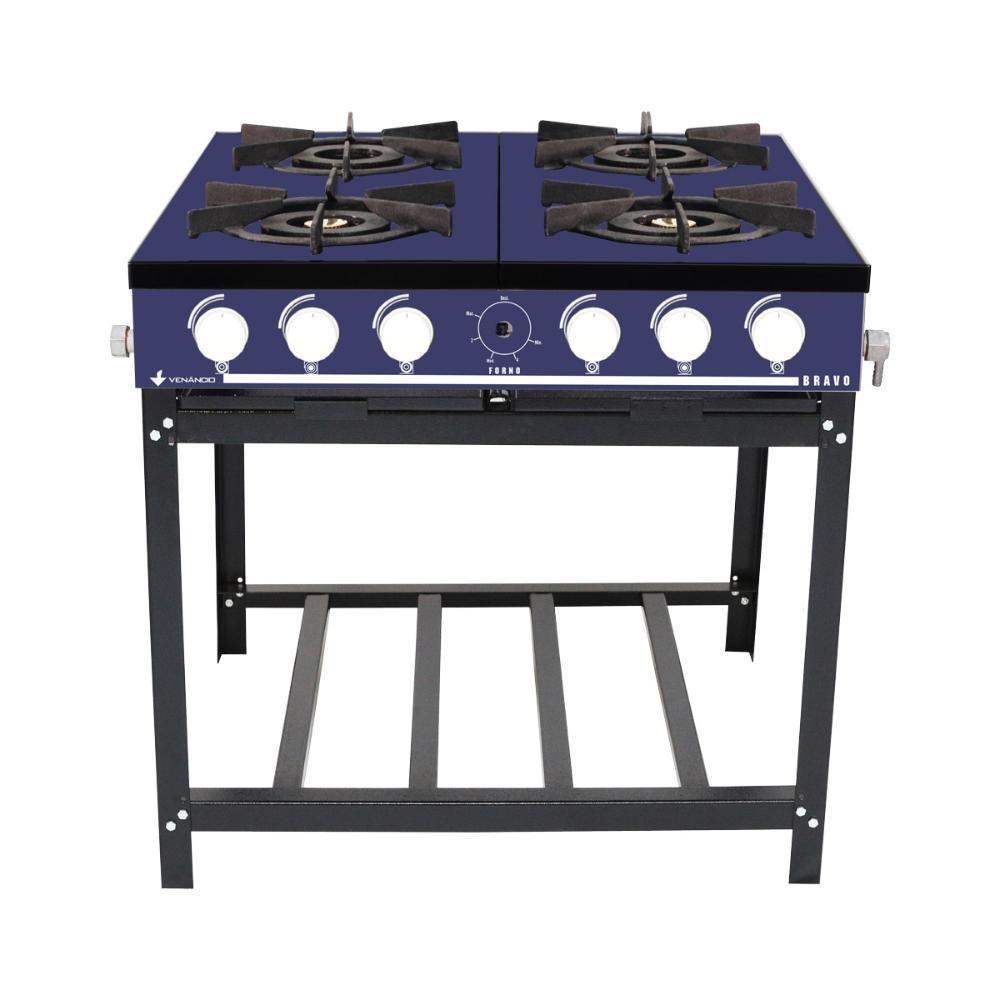 Fogão A Gás Bravo Multicores 4 Bocas Br4b - Venâncio Azul Azul - 1