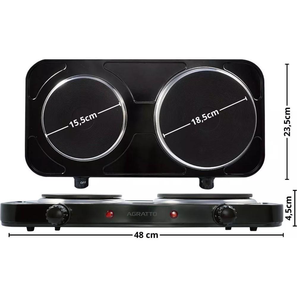 Fogão Elétrico de Mesa 2 Pratos 2500W FMP02 Preto Agratto 220V - 6