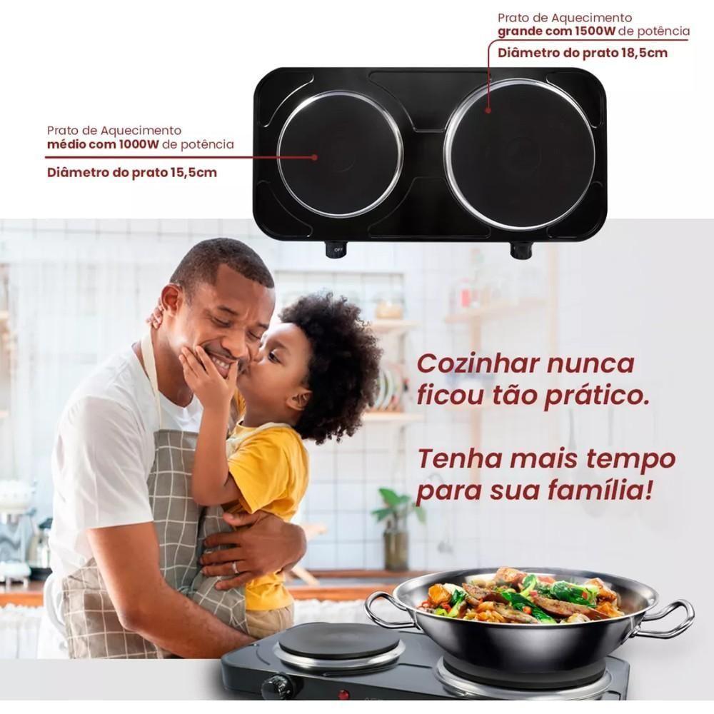Fogão Elétrico de Mesa 2 Pratos 2500W FMP02 Preto Agratto 220V - 7