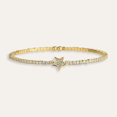 Bracelete Cravejado Estrela Folheado Ouro 18k