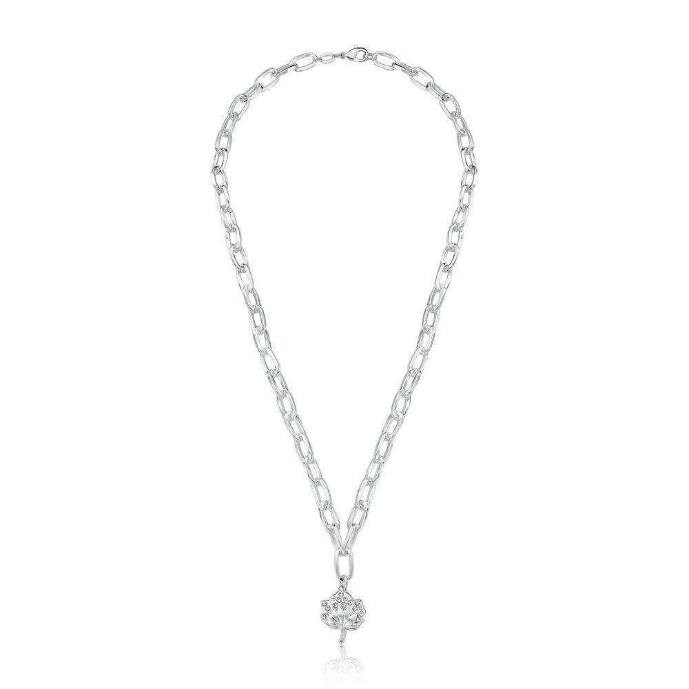 Colar Flor De Algodão Em Corrente De Elos Revestido Em Prata - 5