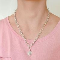 Colar Flor De Algodão Em Corrente De Elos Revestido Em Prata