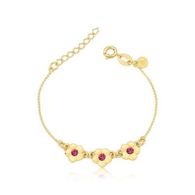 Pulseira Florzinhas Revestida Em Ouro