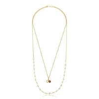 Colar Macadâmia Duplo Com Pérolas Revestido Em Ouro - 1