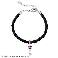 Charm Chave Com Coração De Cristal Revestido Em Ródio - 2