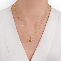 Colar Macadâmia Pequena Esmaltada Com Pérola E Revestimento Em Ouro - 2