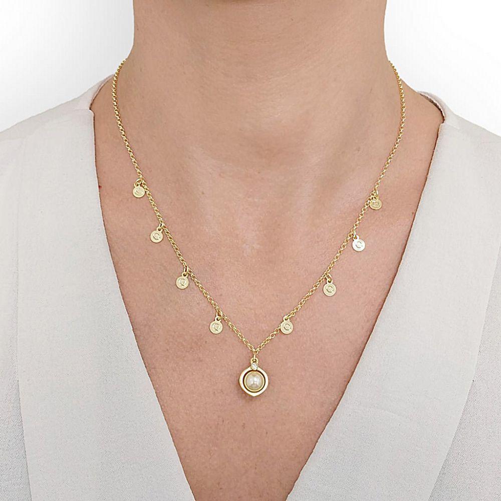 Colar Macadâmia Com Medalhinhas Revestido Em Ouro - 3