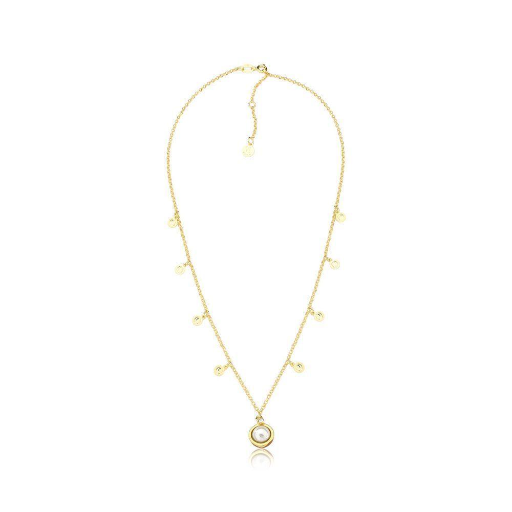 Colar Macadâmia Com Medalhinhas Revestido Em Ouro - 7