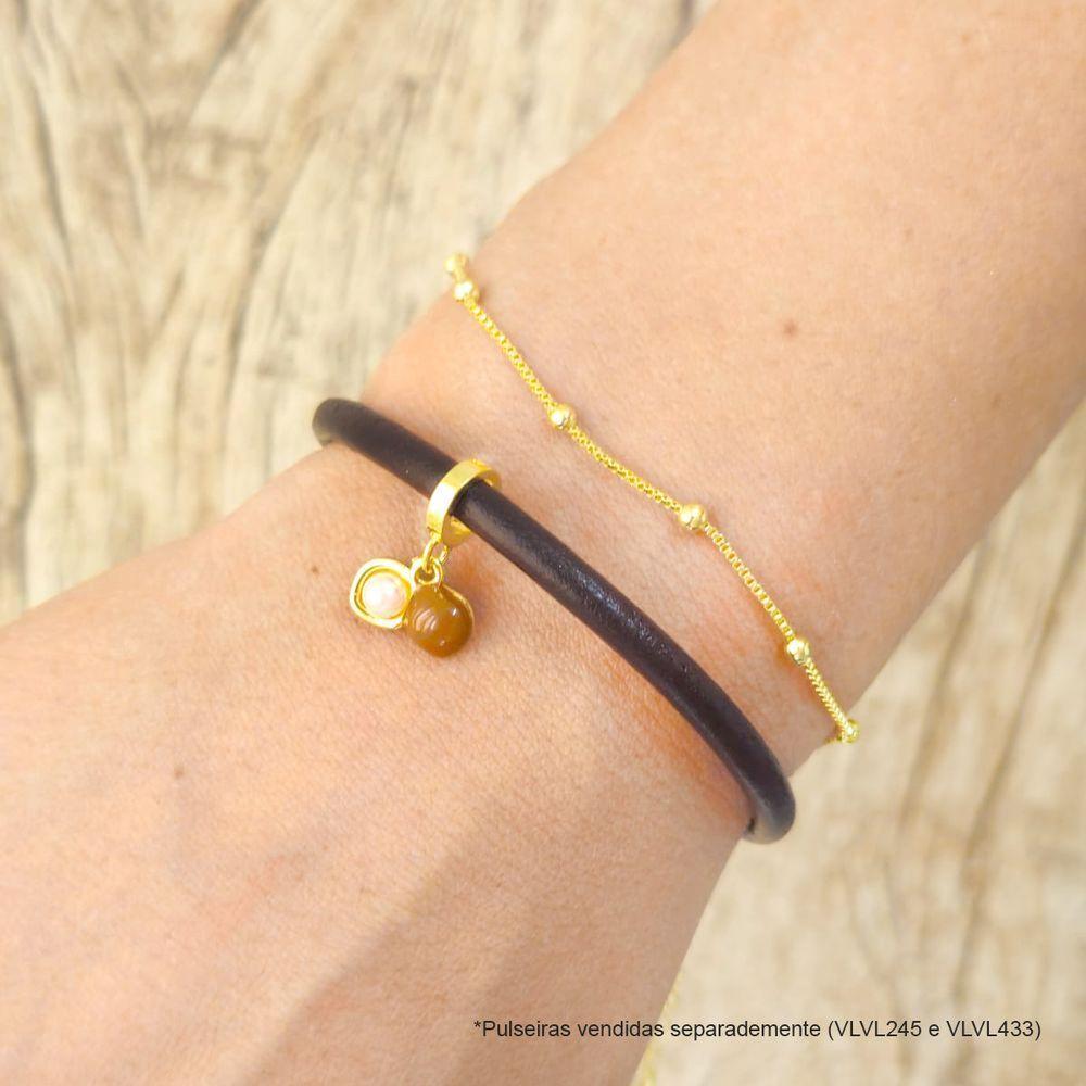 Charm Macadâmia Pequena Esmaltada Com Pérola E Revestimento Ouro - 6