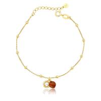 Pulseira Macadâmia Pequena Com Pérola E Revestimento Em Ouro - 1