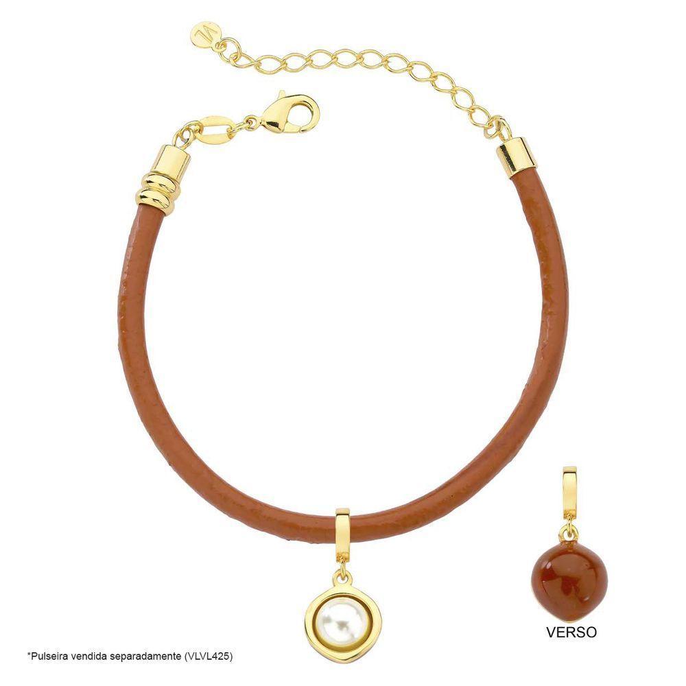 Charm Macadâmia Grande Com Pérola E Revestimento Ouro - 4