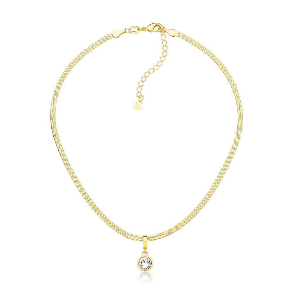 Choker Fita Diamantada Com Cápsula De Café Revestida Em Ouro - 1