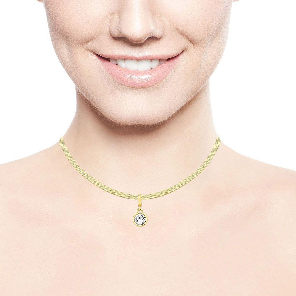 Choker Fita Diamantada Com Cápsula De Café Revestida Em Ouro - 2