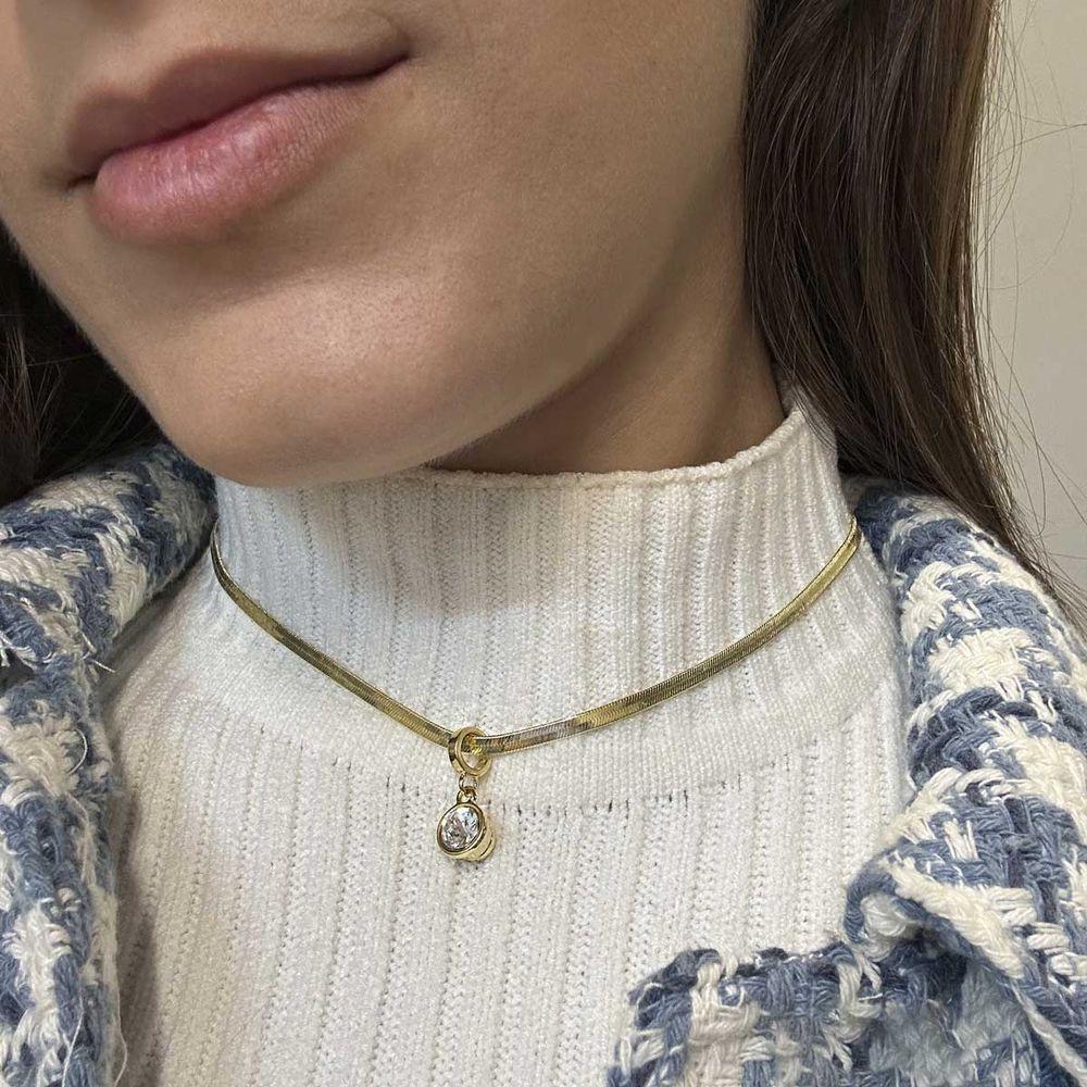 Choker Fita Diamantada Com Cápsula De Café Revestida Em Ouro - 3