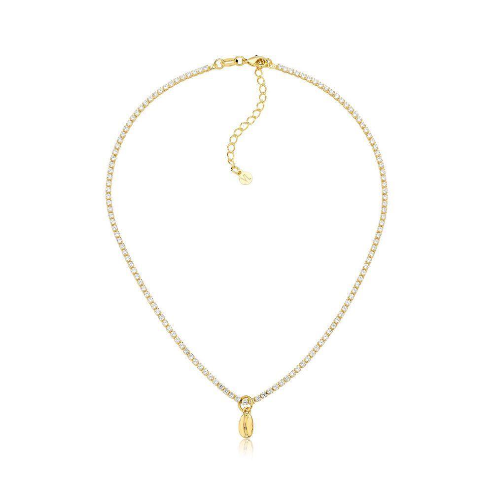 Choker Riviera De Zircônias Com Grão De Café Revestida Em Ouro - 1