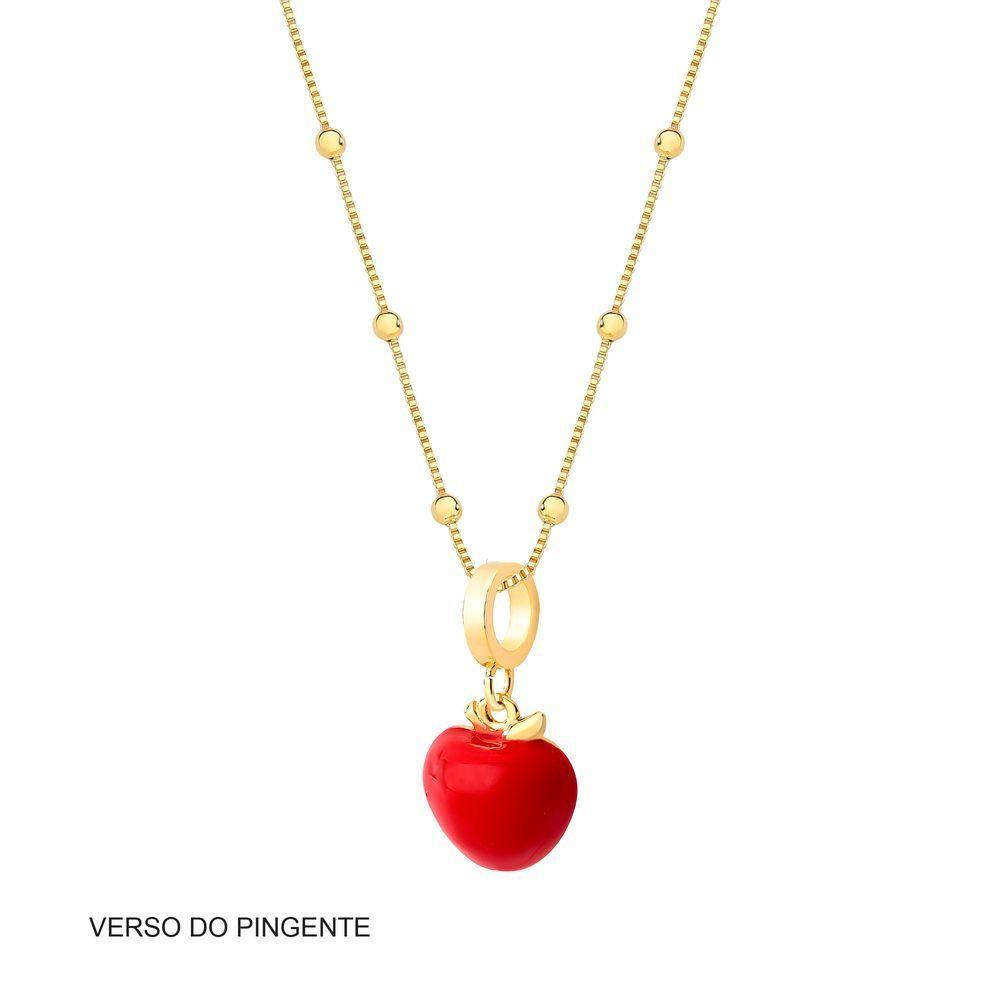 Colar Maçã Esmaltada Com Revestimento Em Ouro - 3
