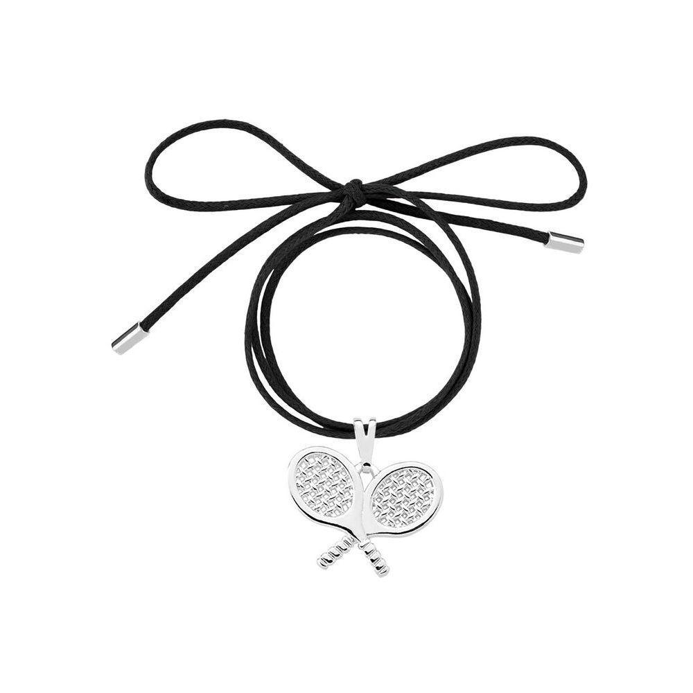 Cordão De Algodão Com Pingente Raquetes Revestido Em Prata - 3