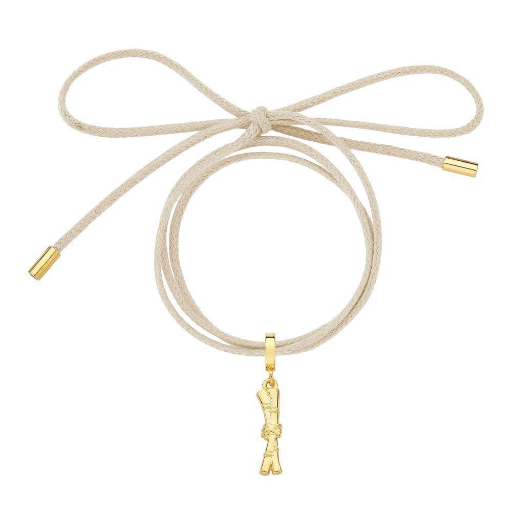 Cordão De Algodão Com Pingente Cana De Açúcar Revestido Em Ouro - 1