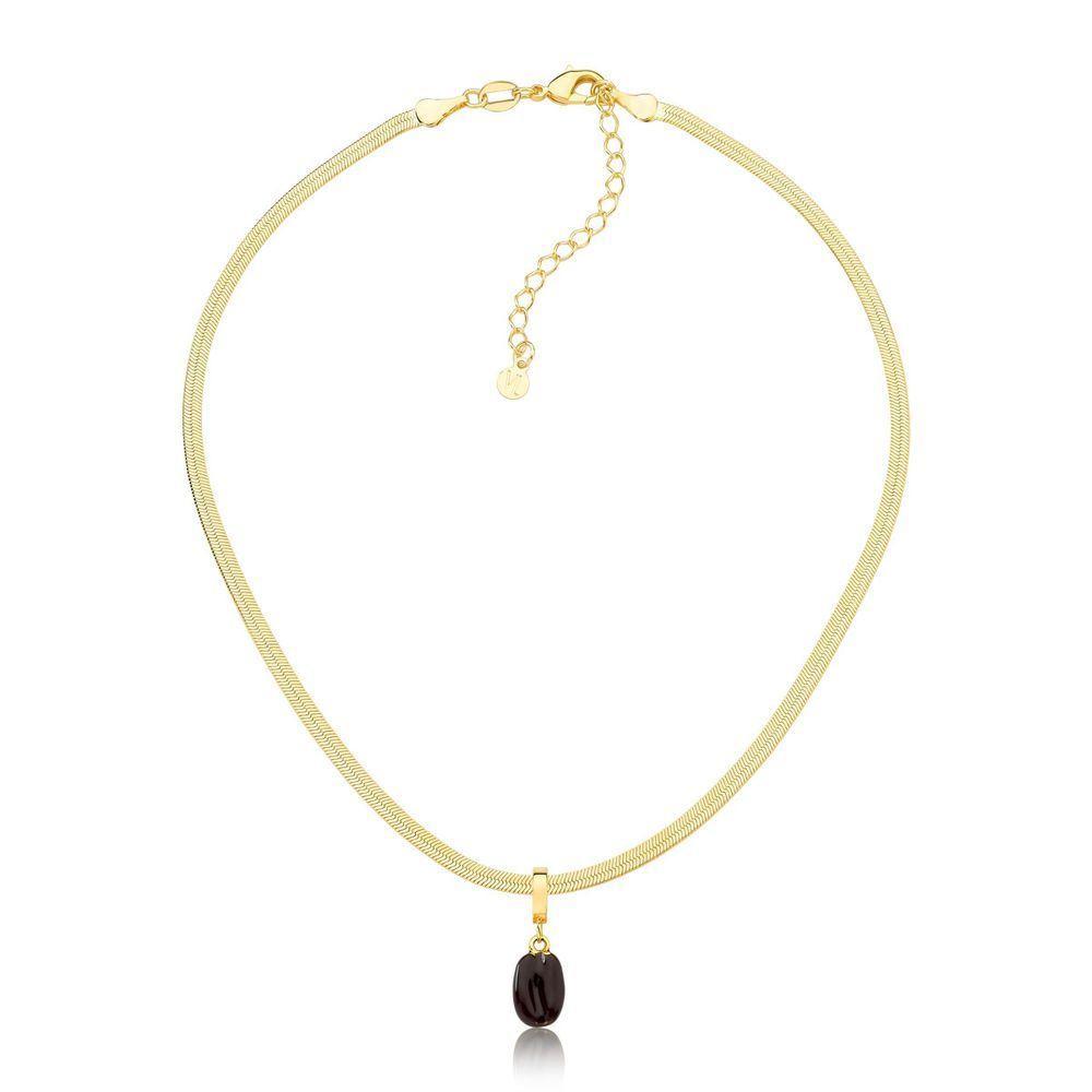 Choker Fita Diamantada Com Grão De Café Revestida Em Ouro - 1