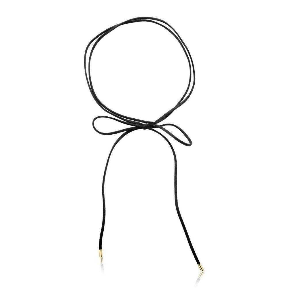 Cordão De Camurça Com Ponteiras Douradas - 1